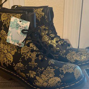 Gold Flocked Doc Marten Boots